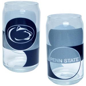 can-shaped glass with Penn State and Athletic Logo